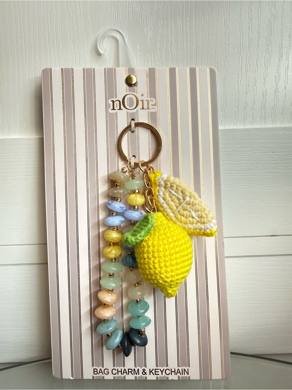 nOir Yellow Lemon Crochet Bag Charm Keychain